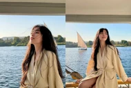 Đỗ Khánh Vân khoe dáng khi đi du thuyền trên sông Nile