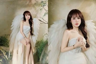 “Hot girl bi-a” Lê Tuyết Anh khoe nhan sắc với bộ cánh thiên thần