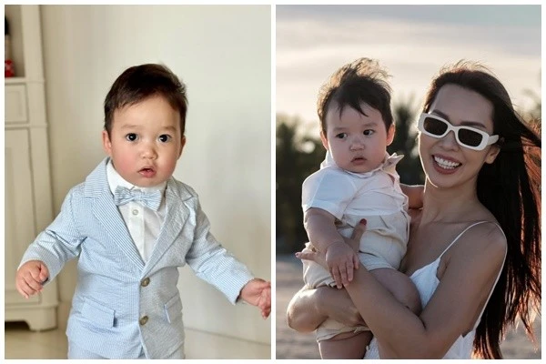 Siêu mẫu Hà Anh khoe con trai diện vest đáng yêu