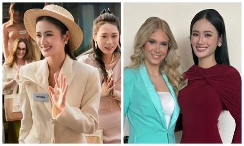 Ý Nhi mặc kín đáo vẫn gây ấn tượng ở Hoa hậu Thế giới 2025