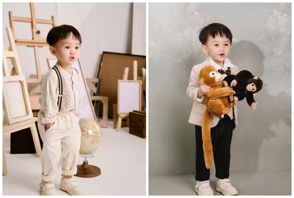Con trai Đàm Thu Trang ra dáng hot boy nhí, tròn 2 tuổi