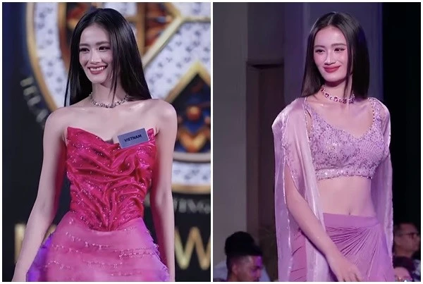 Ý Nhi tự tin trình diễn khi thi Top Model ở Miss World