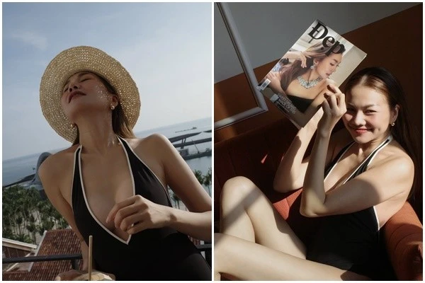 Thanh Hằng diện bikini khoe vòng eo 51cm, chân dài 1m12