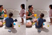 Hà Hồ - Kim Lý ghi điểm bởi một chi tiết khi chơi cùng con