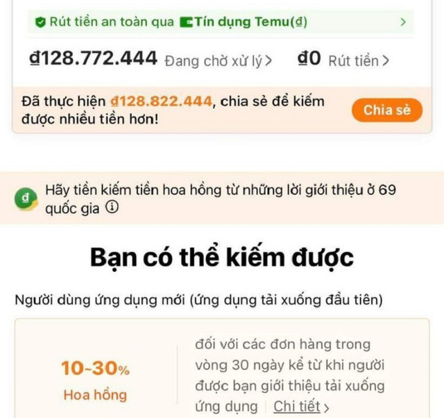 Rủ nhau cài đặt ứng dụng Temu để hưởng hoa hồng “siêu khủng” - Hình 3 Ru nhau cai dat ung dung Temu de huong hoa hong “sieu khung”-Hinh-3