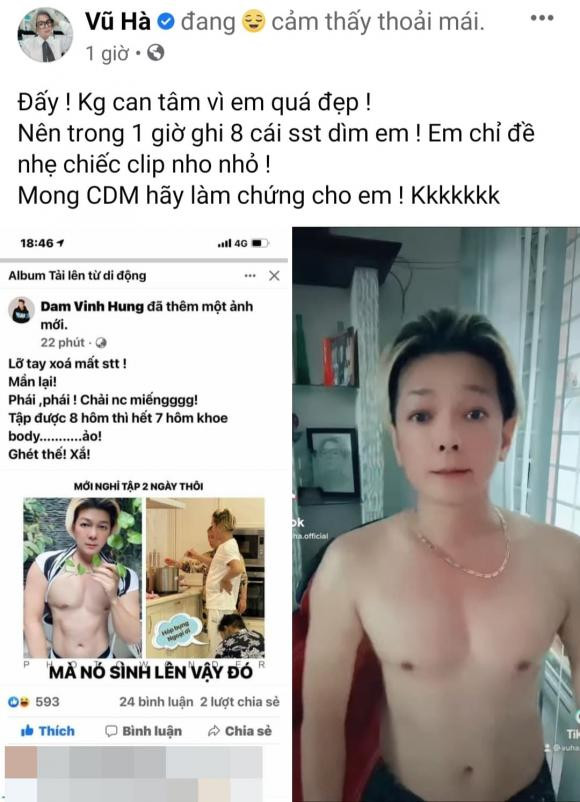 Vũ Hà bị Đàm Vĩnh Hưng "dìm hàng" với loạt ảnh bụng mỡ căng tròn - Hình 2 Vu Ha bi Dam Vinh Hung