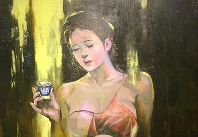 Gỡ tranh vẽ Hồ Xuân Hương bị đánh giá "dung tục, phản cảm" Go tranh ve Ho Xuan Huong bi danh gia