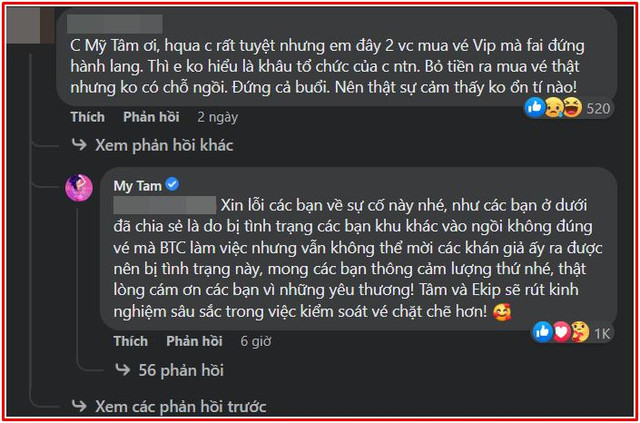 Mỹ Tâm lên tiếng vụ khiếu nại "vé VIP phải đứng hành lang" - Hình 3 My Tam len tieng vu khieu nai