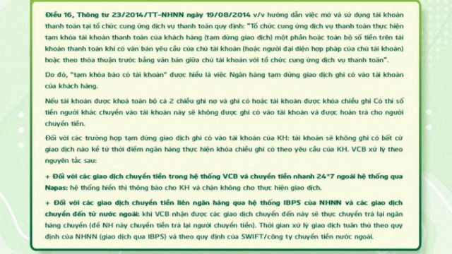 Tại sao vẫn bị trừ tiền khi chuyển cho tài khoản đã tạm khóa báo có? - Hình 2 Tai sao van bi tru tien khi chuyen cho tai khoan da tam khoa bao co?-Hinh-2