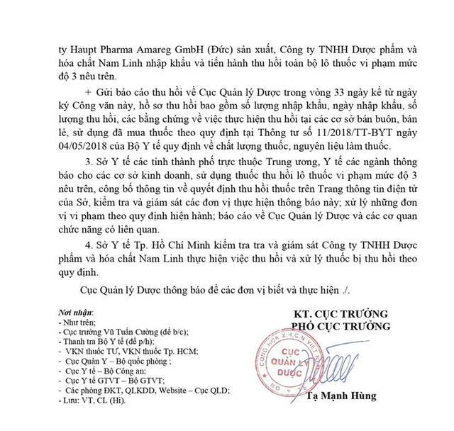 Lý do lô thuốc Temozolomid Ribosepharm 100 mg bị thu hồi - Hình 2 Ly do lo thuoc Temozolomid Ribosepharm 100 mg bi thu hoi-Hinh-2