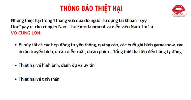 Nam Thư bị hủy hết hợp đồng, thiệt hại tiền tỷ? Nam Thu bi huy het hop dong, thiet hai tien ty?