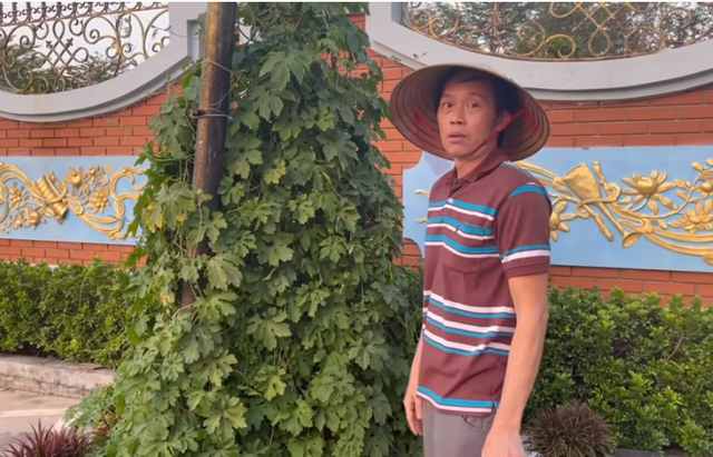 Hoài Linh mặc vest đỏ “lồng lộn” để đi... nhổ cỏ, làm vườn Hoai Linh mac vest do “long lon” de di... nho co, lam vuon