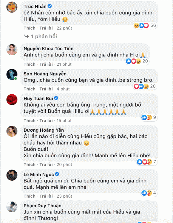 Trọng Hiếu báo tin bố ruột qua đời, sao Việt đau xót chia buồn - Hình 3 Trong Hieu bao tin bo ruot qua doi, sao Viet dau xot chia buon-Hinh-3