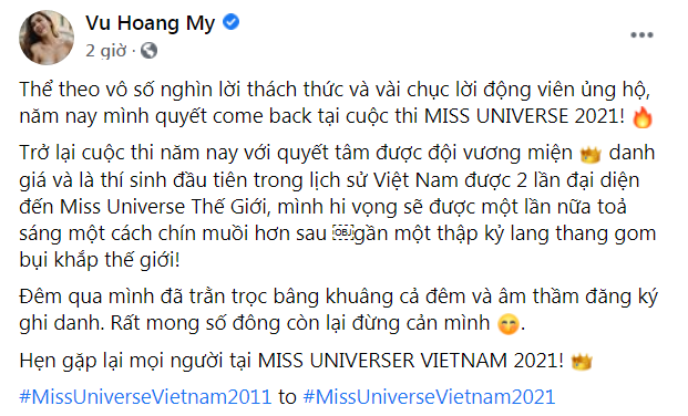 Hoàng My tuyên bố thi Hoa hậu Hoàn vũ Việt Nam 2021 gây sốc Hoang My tuyen bo thi Hoa hau Hoan vu Viet Nam 2021 gay soc