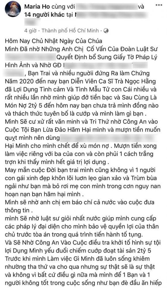 Trà Ngọc Hằng tuyên bố vừa mất 3 tỷ, ấm ức phải đăng đàn Tra Ngoc Hang tuyen bo vua mat 3 ty, am uc phai dang dan