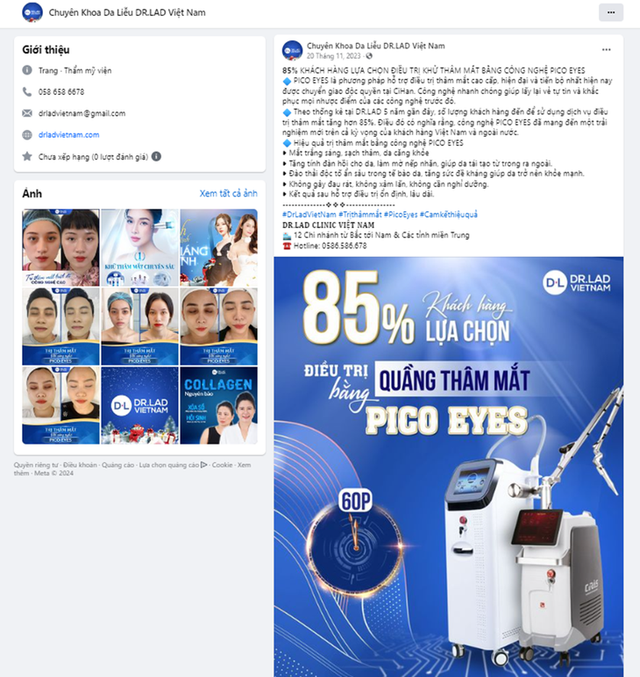 Phòng khám Chuyên khoa Da liễu DR.LAD hoạt động “chui”, quảng cáo không phép - Hình 2 Phong kham Chuyen khoa Da lieu DR.LAD hoat dong “chui”, quang cao khong phep-Hinh-2