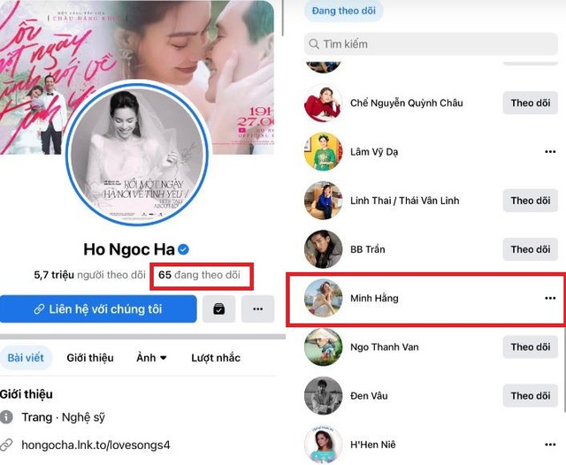 Bị phát hiện follow Minh Hằng, Hồ Ngọc Hà "quay xe" gọn lẹ Bi phat hien follow Minh Hang, Ho Ngoc Ha