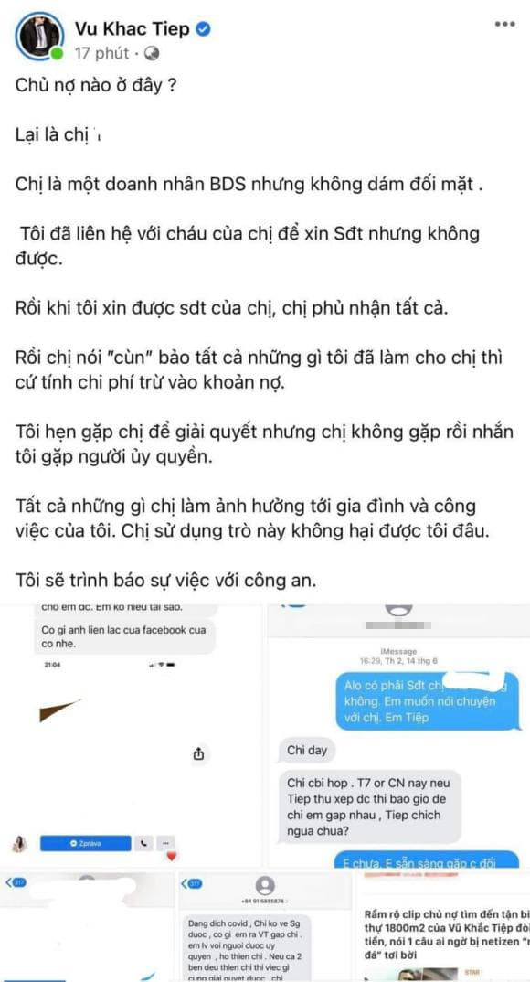 Vũ Khắc Tiệp tuyên bố báo công an sau clip bị đòi nợ - Hình 2 Vu Khac Tiep tuyen bo bao cong an sau clip bi doi no-Hinh-2