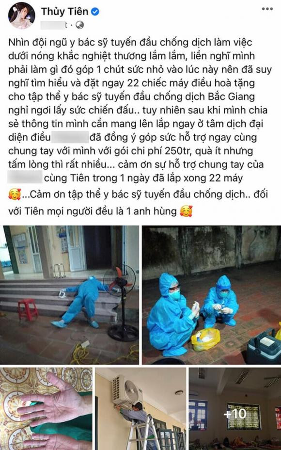 Thủy Tiên lên tiếng khi bị tố "nhận vơ" lắp 22 điều hòa ở Bắc Giang Thuy Tien len tieng khi bi to