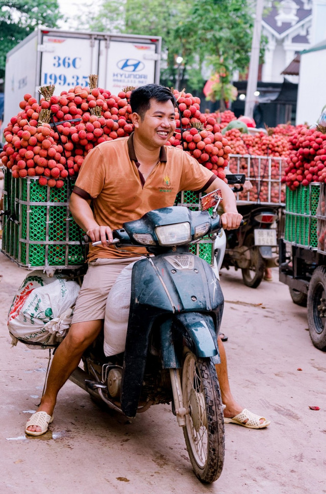 Cận cảnh: Màu vải chín nhuộm đỏ đường phố Bắc Giang - Hình 5 Can canh: Mau vai chin nhuom do duong pho Bac Giang-Hinh-5