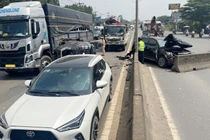 Hiện trường 8 ô tô tông liên hoàn trên quốc lộ ở Đồng Nai