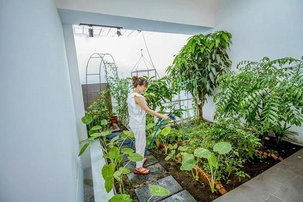 Xây nhà phố 2 tầng xinh xắn và rợp bóng cây với 600 triệu đồng