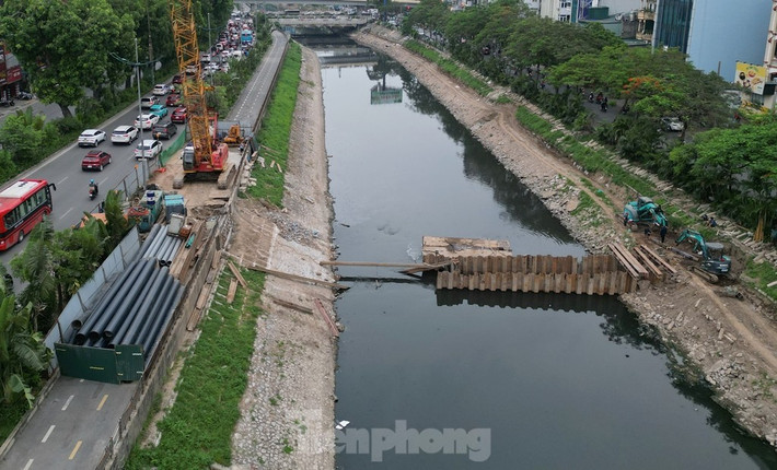 Toàn cảnh công trường xử lý nước thải.