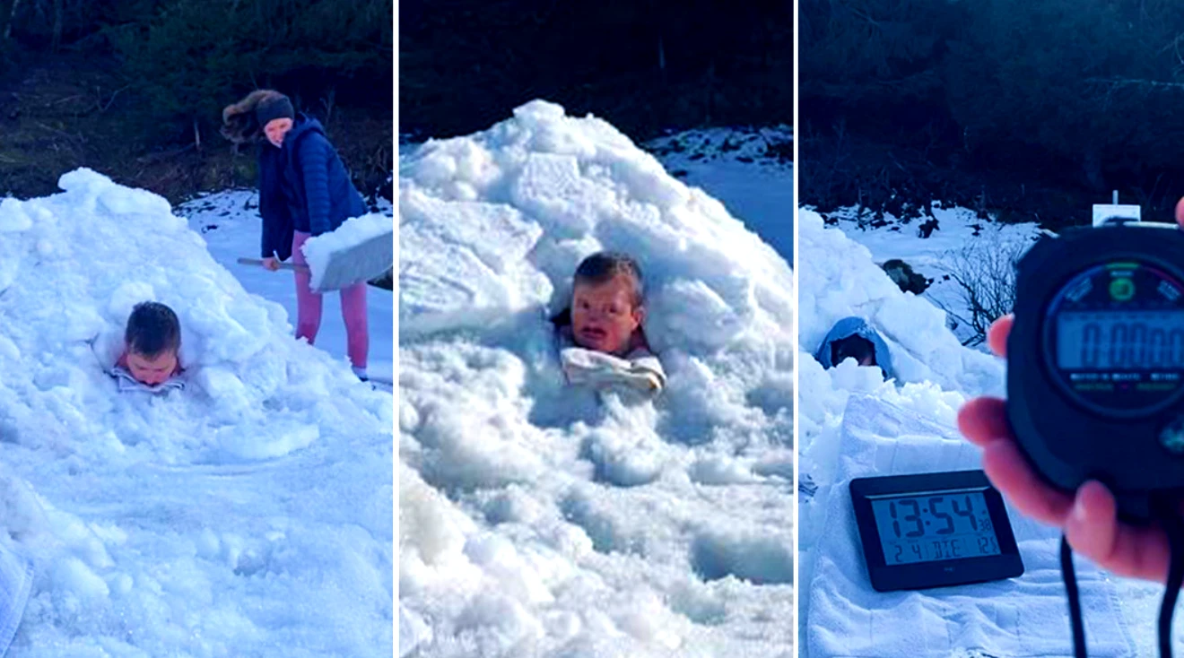 Chôn mình trong tuyết suốt 2 giờ phá kỷ lục thế giới 
