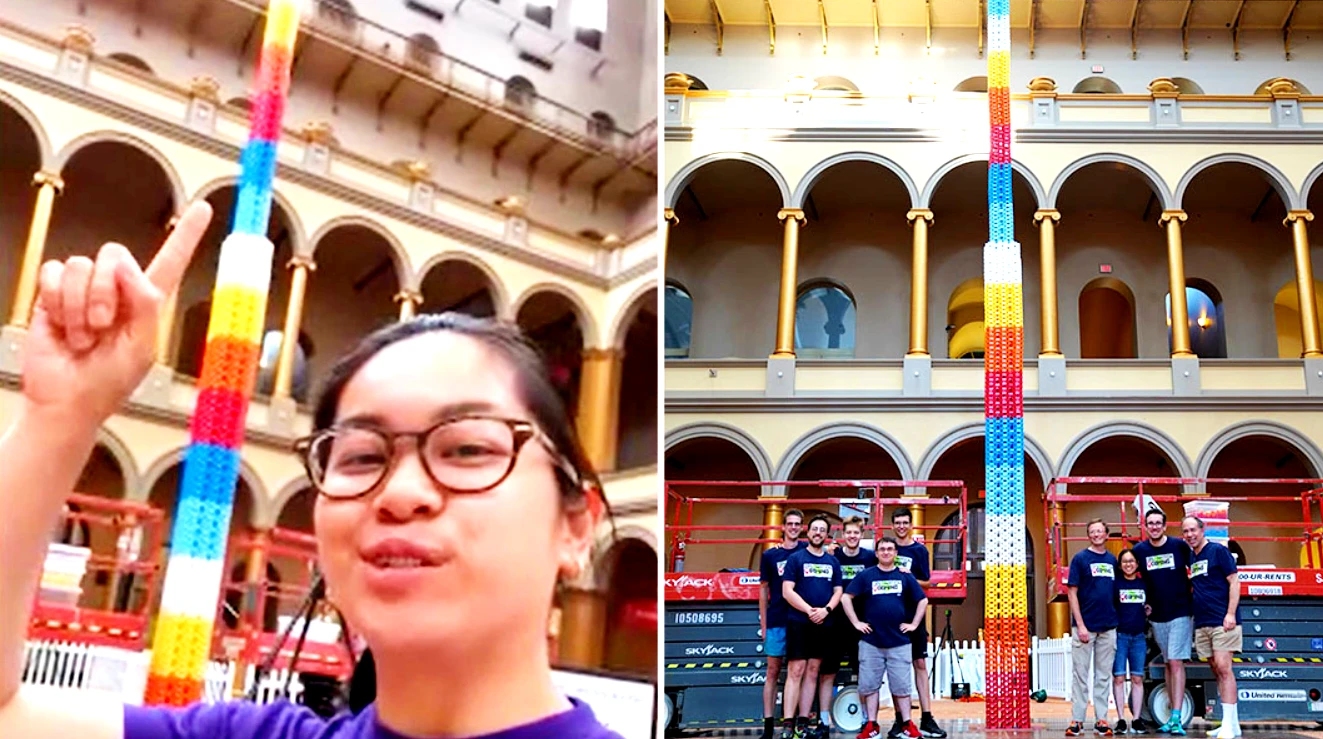 YouTuber dựng khối domino cao hơn 10m, ẵm kỷ lục Guinness