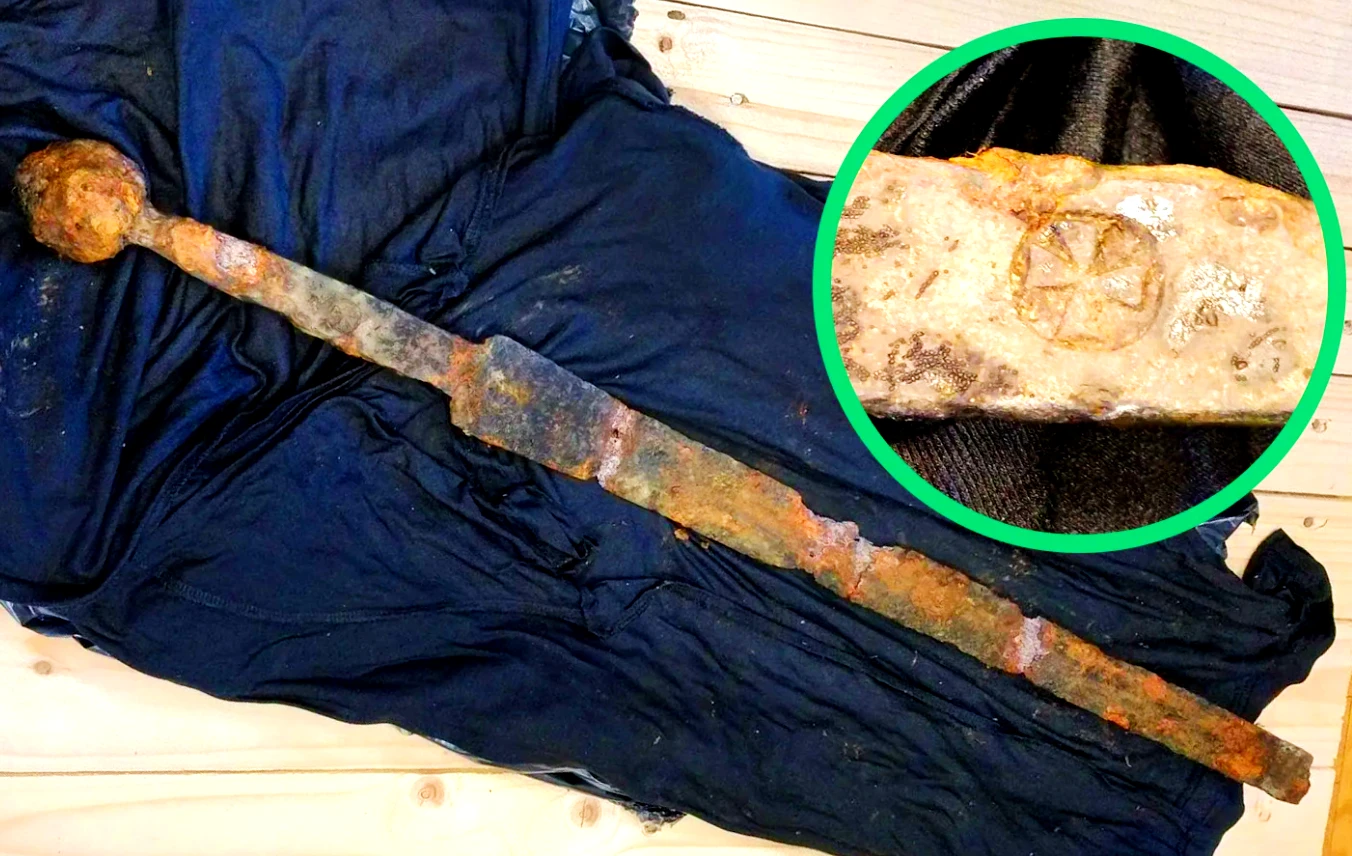 Câu cá vớt được thanh kiếm cổ nghìn năm, cần thủ giật mình