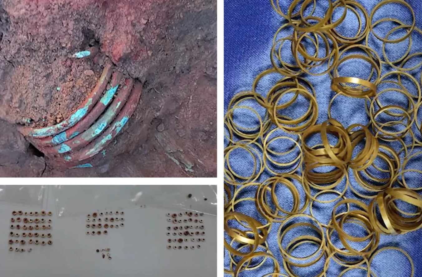 169 vòng vàng được phát hiện trong mộ cổ Romania