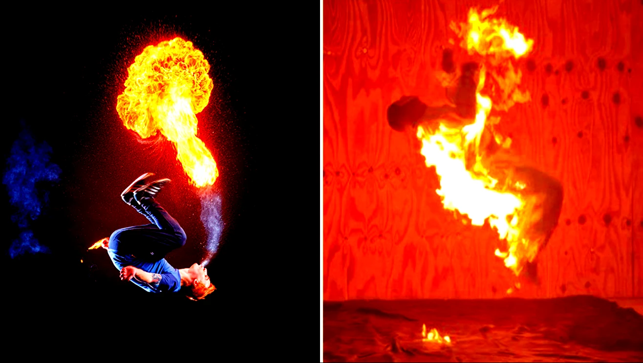 Thót tim "người lửa" lộn nhào mạo hiểm, đạt Kỷ lục Guinness 