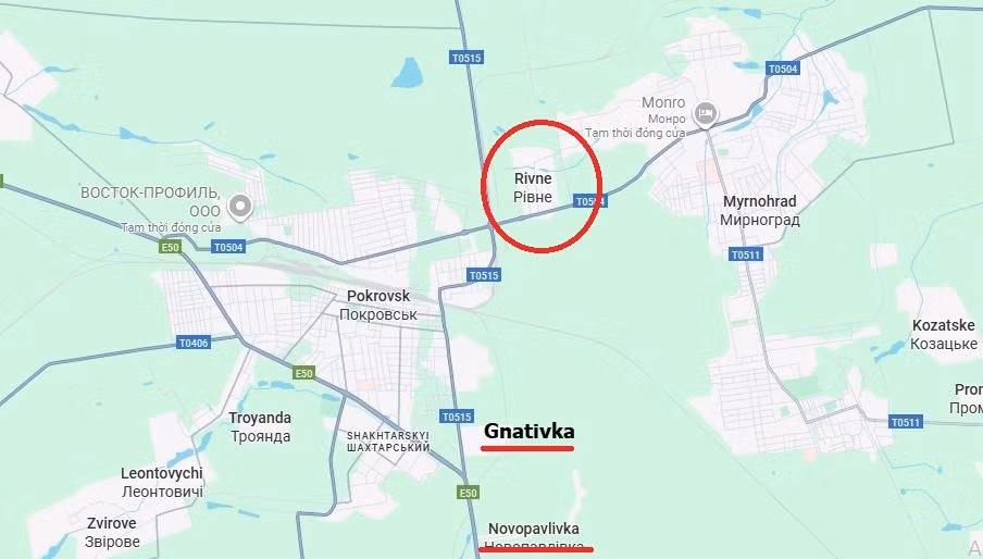 Cho đến gần đây, Pokrovsk và Myrnohrad giống như hai “toa tàu”, được nối liền với nhau bằng “móc kéo Rivne”, thông qua trục đường T0504; qua đó các đơn vị AFU có thể di chuyển khi cần thiết. Nhưng giờ đây, những hành động như vậy hầu như không thể thực hiện được, khi RFAF đã đột phá tới làng Gnativka.