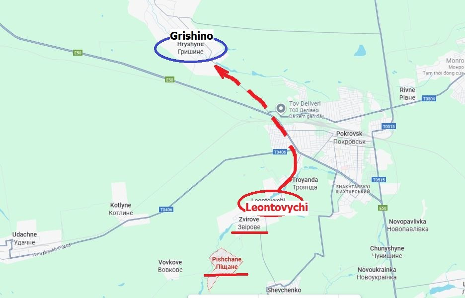 Ở khu vực phía tây thành phố, quân Nga phát động một cuộc tấn công từ đầu cầu Leontovychi (phía nam) về phía làng Grishino (tây bắc). Các đơn vị của Tập đoàn quân số 2 RFAF, đang hình thành một mặt trận tấn công rộng lớn và đánh thọc sườn vào cứ điểm phòng thủ của đối phương trong khu công nghiệp.