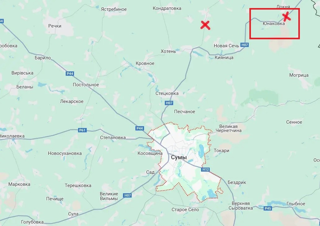 Một trong những mục tiêu chính của cuộc tấn công trên hướng Sumy của RFAF là Yunakivka. Từ khu định cư này, đường cao tốc H-07 (R200) mở ra, dọc theo đó, quân Nga có thể tiến nhanh vào vùng Sumy. Hơn nữa, Yunakivka cách thành phố Sumy chưa đầy 30 km, điều này khiến thủ phủ của tỉnh Sumy, dễ bị UAV FPV của Nga tấn công.