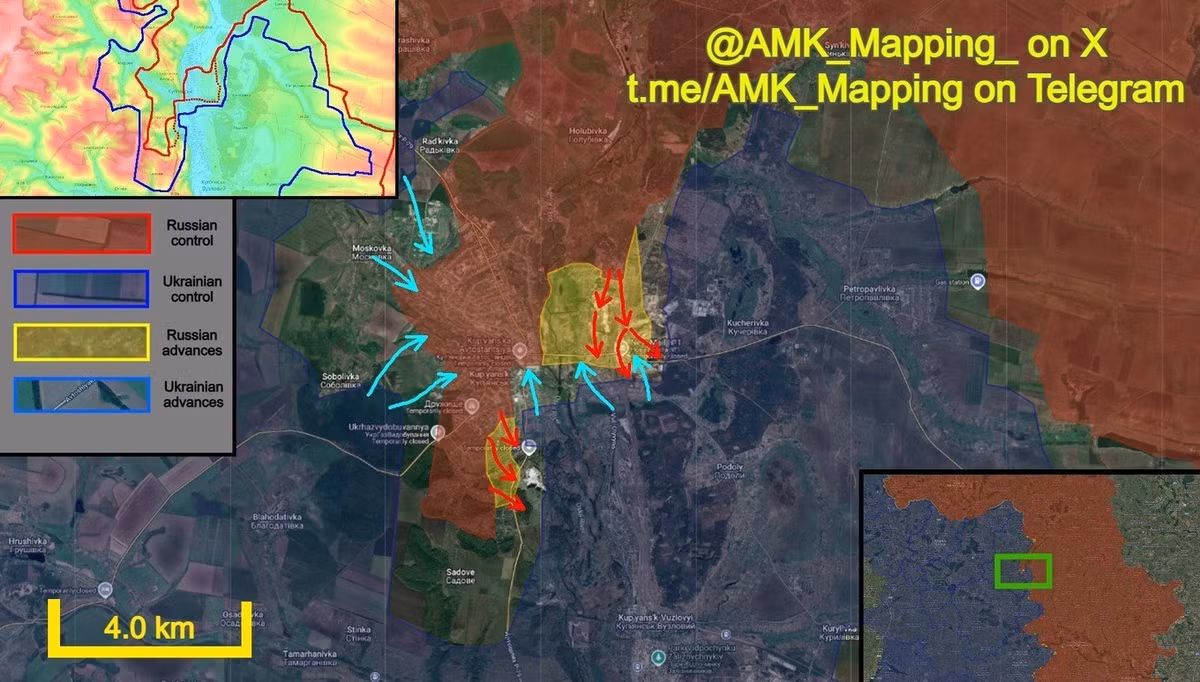 Do nguồn tiếp tế chính cho đầu cầu của quân Ukraine ở bờ trái sông Oskol, hiện phụ thuộc vào 2 cửa khẩu gần Sadovoe và Osinovo, nằm trong phạm vi 3km, nên việc các đơn vị RFAF tiến đến cửa khẩu đầu tiên, sẽ đe dọa cửa khẩu thứ hai.