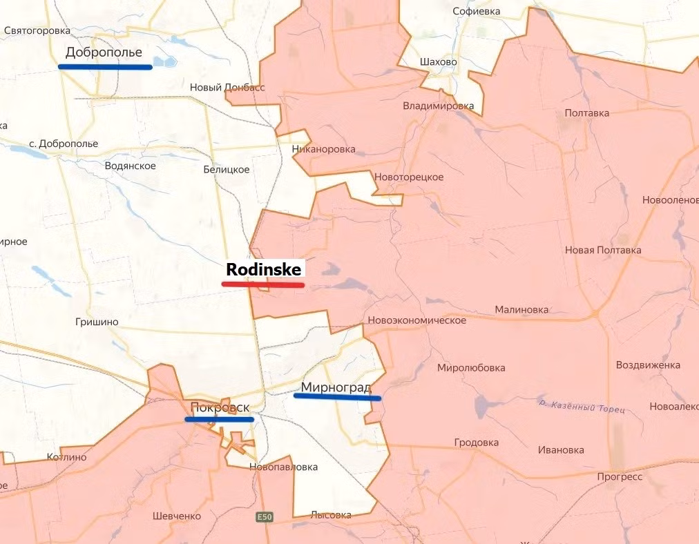 Sau khi thị trấn chiến lược Rodinske, một quần thể đô thị quan trọng trong vành đai phòng thủ ở phía bắc Pokrovsk, nằm dưới sự kiểm soát hoàn toàn của quân Nga. Như vậy, vòng vây quanh Pokrovsk đã khép lại, "nắp nồi hầm" coi như đã đóng sập với quân phòng thủ Ukraine còn đang mắc kẹt trong thành phố.