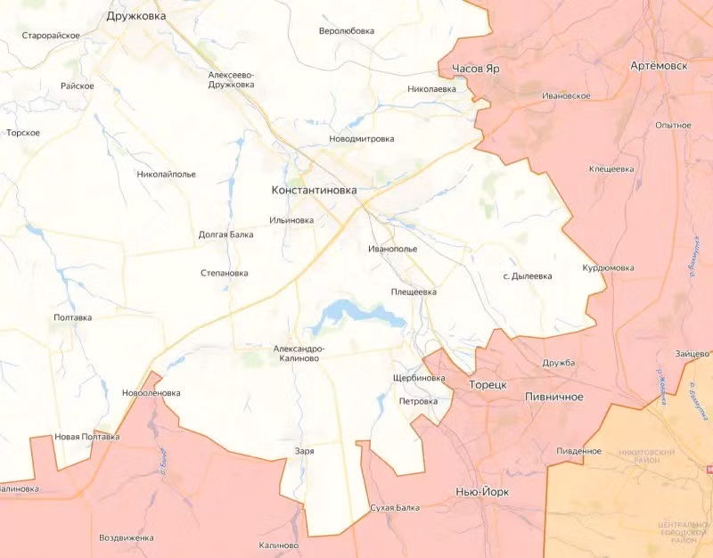 Do không có hệ thống công sự trận địa phòng ngự vững chắc, hay bãi mìn bảo vệ ở phía nam Konstantinovka, nên trong những ngày qua, RFAF tiến mạnh trên hướng này, thay vì hướng tây từ Chasov Yar như AFU tính toán. Nhưng đã quá muộn để AFU có thể xây dựng các bãi vật cản.