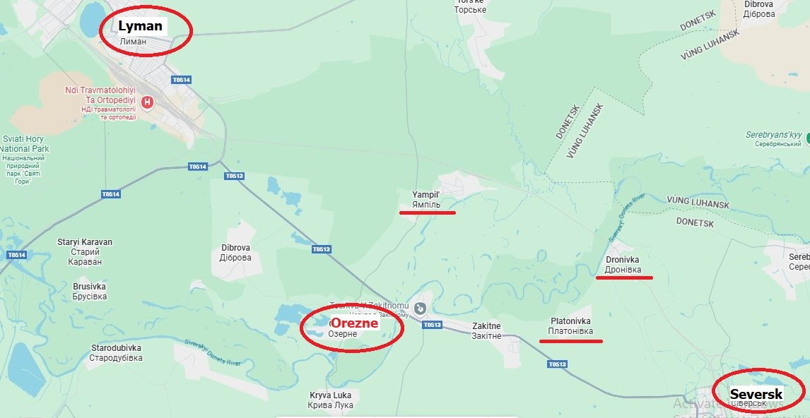 Theo kênh RVvoenkor, Cụm quân phía Nam RFAF đang bắt đầu cuộc tấn công vào Ozerne, nằm giữa Lyman và Seversk. Các đơn vị của Cụm quân phía Nam đang tích cực khoan phá khu vực giữa hai thành phố này, giành giật từng ngôi làng một.