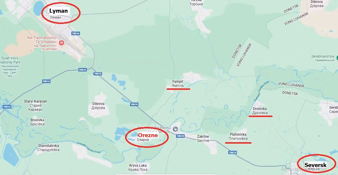Theo kênh RVvoenkor, Cụm quân phía Nam RFAF đang bắt đầu cuộc tấn công vào Ozerne, nằm giữa Lyman và Seversk. Các đơn vị của Cụm quân phía Nam đang tích cực khoan phá khu vực giữa hai thành phố này, giành giật từng ngôi làng một.