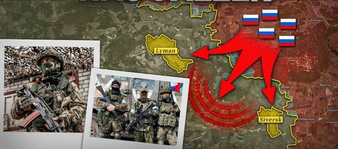 Cuộc tiến công tích cực nhất của quân đội Nga (RFAF) lúc này, đang diễn ra trên hướng Lyman – Siversk. Sau khi kiểm soát hoàn toàn khu rừng Serebryanskoye, RFAF đã có những bước tiến đáng kể về phía tây, đẩy lùi quân Ukraine vào sâu tới ngôi làng Yampol và ngày càng tiến gần đến Lyman (Nga gọi là Krasnyi Liman).