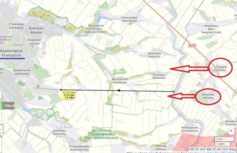 Quân Ukraine đang cố gắng sử dụng kênh đào Severski Donets - Donbass ở đoạn mặt trận này như một rào cản tự nhiên, biết rằng một khi vượt qua được, quân Nga có thể đột phá đến Kramatorsk chỉ trong vài ngày. Tuy nhiên, kênh đào Severski Donets - Donbass cũng không thể gây quá nhiều khó khăn cho RFAF.