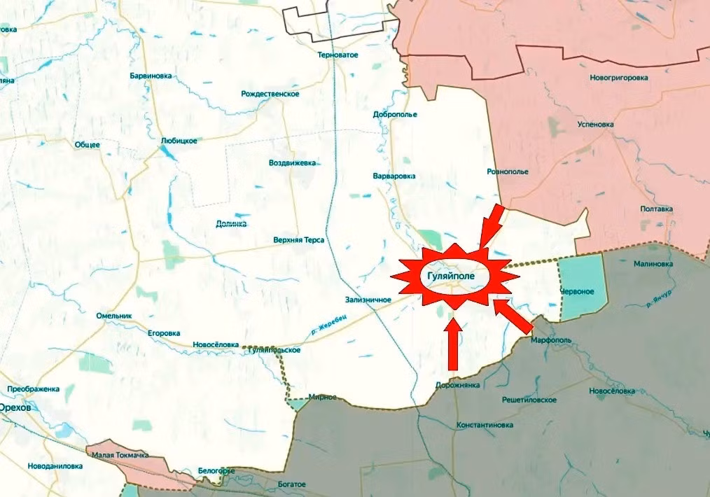 Cuộc tấn công đang được tiến hành từ đầu cầu Rivnepillia (sườn phía bắc) và từ đầu cầu Marfopol (sườn phía đông). Từ phía nam, quân Nga đang đột phá qua các cứ điểm của đối phương từ đầu cầu Dorozhnianka. Các con đường dẫn từ các khu định cư này đến Huliaipole, trước đây đã bị quân Nga kiểm soát; điều này chắc chắn giúp cuộc tấn công nhanh hơn và thuận lợi hơn.