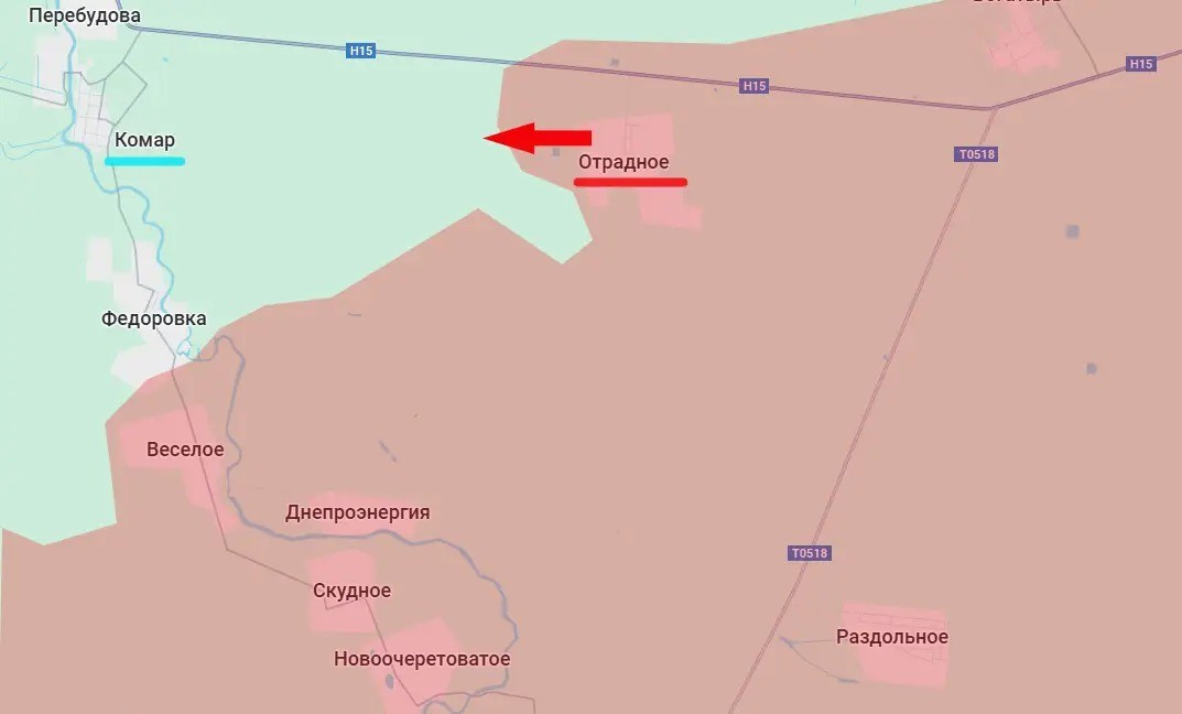 Điều đáng chú ý là, giống như ở làng Bogatyr, mới bị quân Nga tràn ngập cách đây không lâu, xung quanh làng Otradny, quân đội Ukraine cũng đã tạo ra một mạng lưới phòng thủ, bao gồm cả việc sử dụng các nơi trú ẩn tự nhiên; biến nơi này thành một khu vực kiên cố rộng lớn.