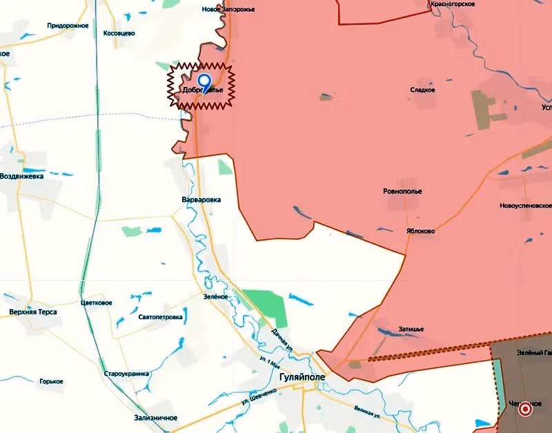 Cơ quan giám sát của Ukraine, đã báo cáo rằng tình hình trên mặt trận Huliaipole đã xấu đi đối với lực lượng phòng thủ Ukraine, khi quân Nga đã hoàn toàn tái chiếm làng Dobropillya ở phía bắc thành phố và tiến về phía đông từ Varvarivka. Trong ba ngày qua, quân Nga đã giành quyền kiểm soát đường Naberezhnaya ở phía bắc Huliaipole và vượt sông Gaichur, giành quyền kiểm soát đường Peschanaya và một số đoạn mới của đường Velyka.