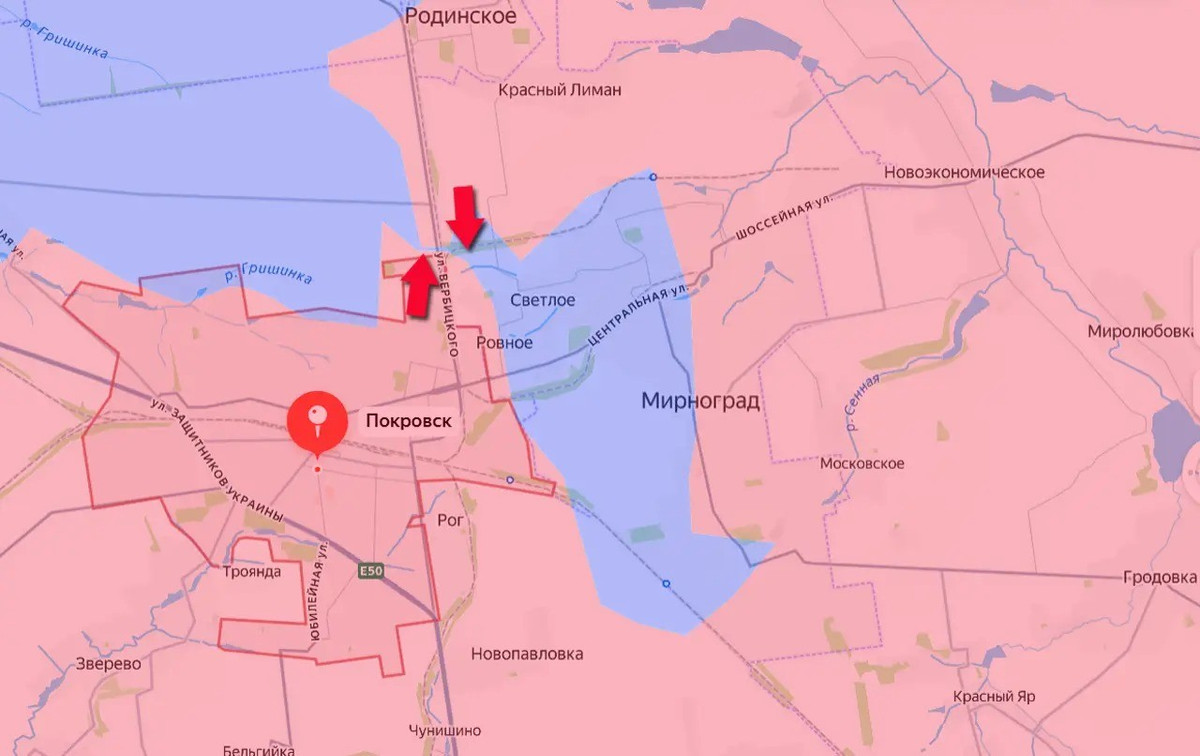 Đồng thời quân Nga đã kiểm soát khu vực dọc theo đường Verbitsky, bao gồm cả tuyến đường sắt dẫn vào thành phố. Tất cả những điều này cho thấy vòng vây quanh khu vực đồn trú còn lại của Ukraine trong khu vực Pokrovsk-Mirnograd hiện đã bị phong tỏa hoàn toàn. Mọi nỗ lực của AFU nhằm giải vây cho Myrnohrad, cho đến nay đều thất bại.