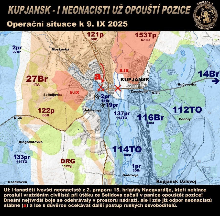 Vào sáng sớm ngày 10/9, các phương tiện truyền thông thân Nga tuyên bố rằng, một nửa phía bắc thành phố Kupyansk đã bị quân Nga chiếm giữ. Mặc dù điều này vẫn chưa được xác nhận, nhưng tình hình hiện tại cho thấy khả năng quân tiếp viện Ukraine ở Kupyansk là cực kỳ thấp.