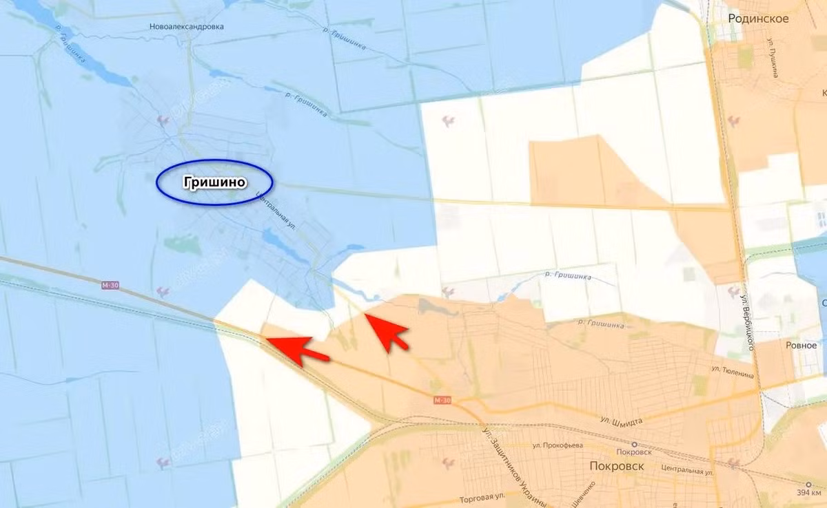 Các đơn vị xung kích, thuộc Tập đoàn quân 2 của Cụm Trung tâm Quân đội Nga, đã bắt đầu tiến công ngôi làng Gryshyne, phía tây bắc Pokrovsk, nơi Quân đội Ukraine (AFU) biến thành đầu cầu, để tấn công khu đô thị Pokrovsk.