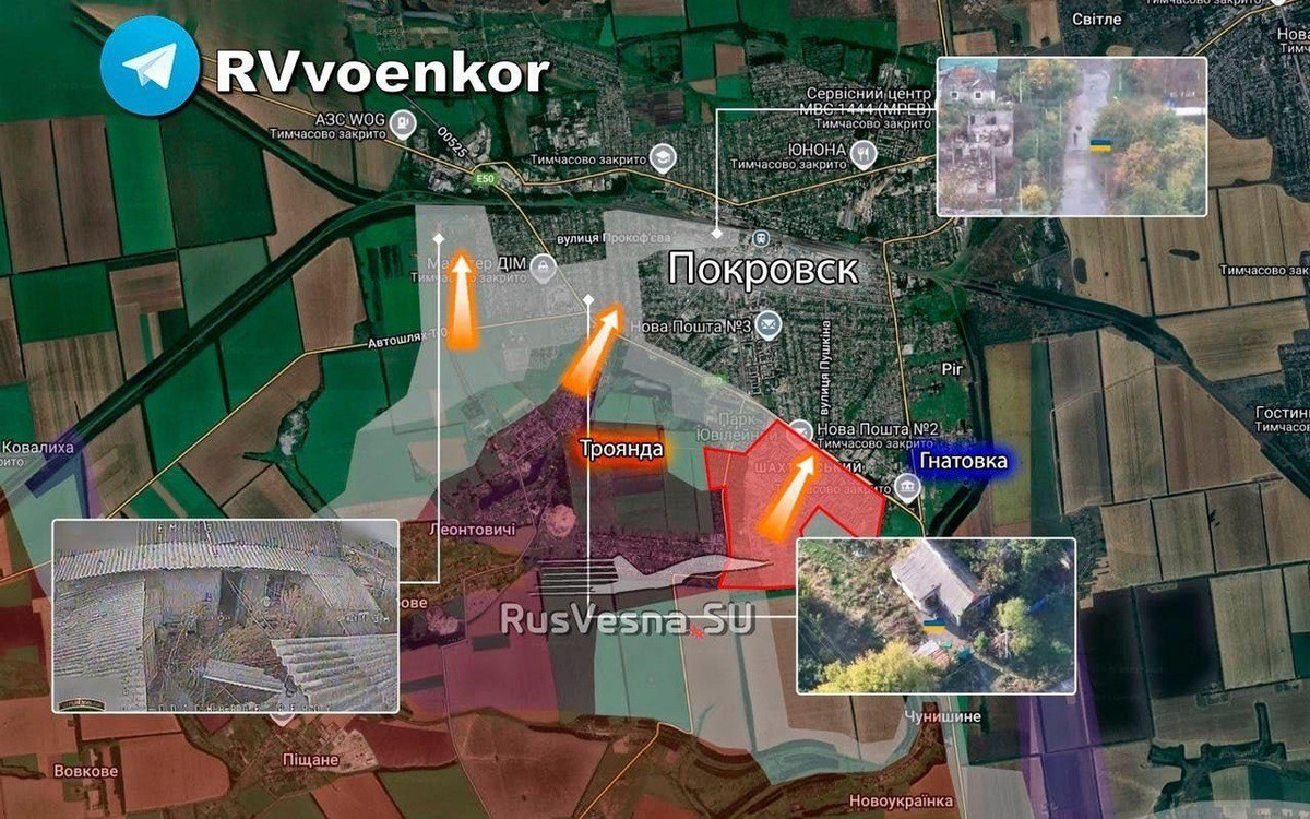 Tại cánh tây Pokrovsk, RFAF tăng cường các hoạt động đột kích trong và xung quanh thành phố, đạt thêm nhiều tiến triển ở 3 khu vực khác nhau. Ở phía đông nam, họ tập trung dọc theo tuyến đường sắt phía bắc làng Chunyshyne và tiến vào làng Novopavlivka. Quân Nga tiến về phía đông dọc theo đại lộ chính, kiểm soát hầu hết ngôi làng và đẩy quân Ukraine lùi về phía đông bắc.