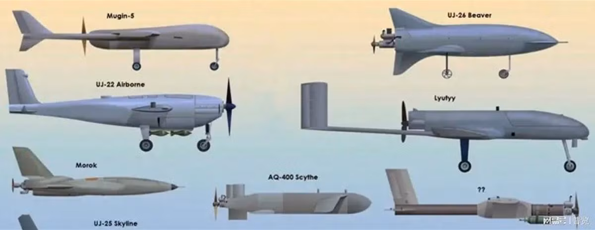 Nga thường sử dụng dòng UAV Geran2/3, sản xuất theo mẫu UAV Shahed-136 của Iran; trong khi Ukraine thường sử dụng UAV AN-196 Lyutyi, có vẻ ngoài giống với UAV TB-2 của Thổ Nhĩ Kỳ. Đầu đạn của những UAV này này nặng từ 50 đến 75 kg và có tầm bay hơn 1.000 km (nếu đầu đạn nặng 75 kg thì tầm bay trong vòng 800 km). Nó có thể tấn công các mục tiêu được xác định trước theo đường bay đã được lập trình sẵn.
